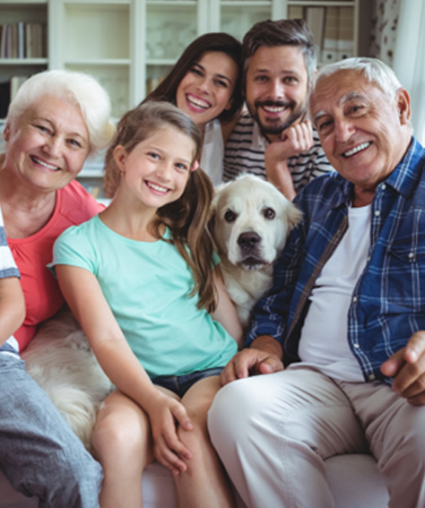 Smiling multi-generational family 